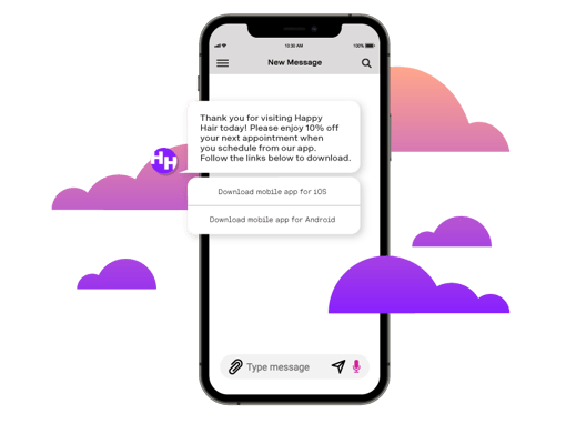 App download messaging being used with SMS API on mobile